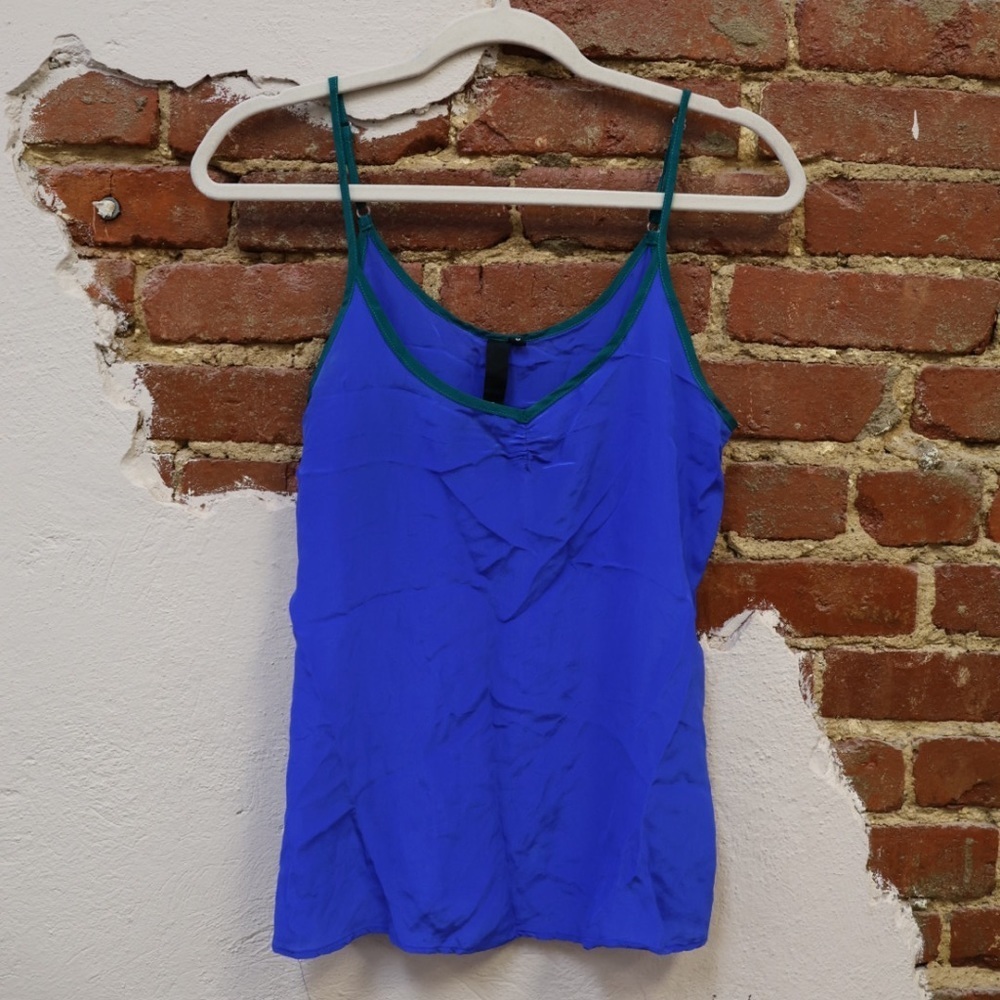 Olivaceous Flowy 100% silk royal blue Tank